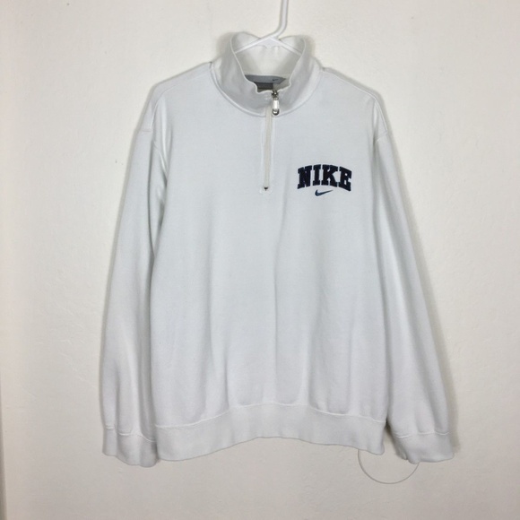 Nike Other - Men's L Nike VTG White Blue Chest Spellout 1/4 Zip